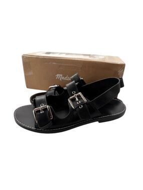 NWT Madewell Leather The Maude Double Strap Slingback Sandal Black Size 9.5